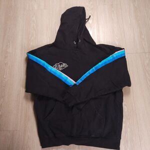 Duvin Design Co. Hoodie Mens Large Black Striped Sleeve Pullover Sweatshirt